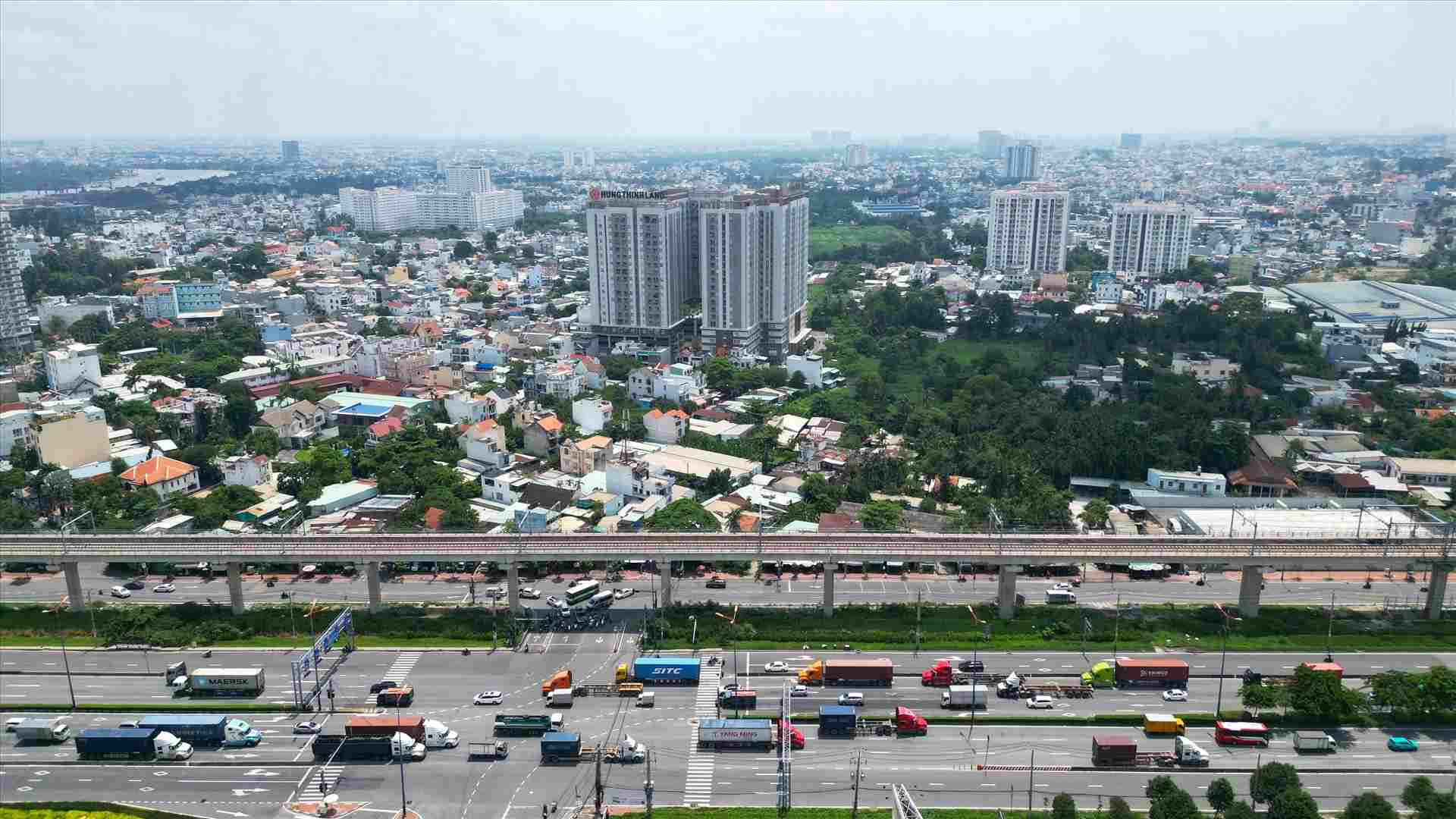 Hướng đường Vành đai 2 từ đường Võ Nguyên Giáp đến đường Phạm Văn Đồng. Ảnh: Anh Tú