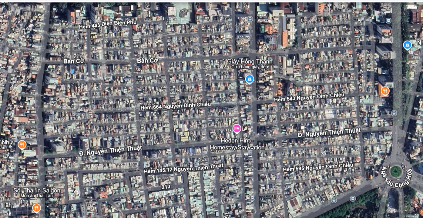 Ảnh chụp khu Bàn Cờ từ Google Earth.