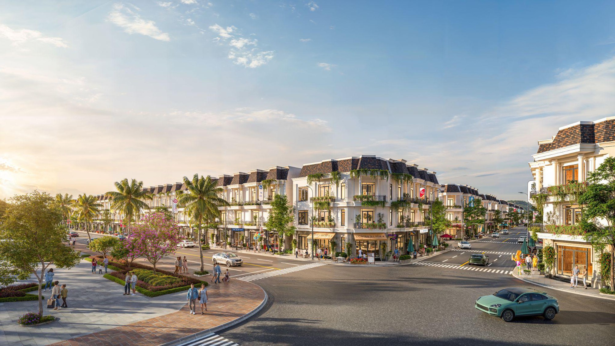 Hình ảnh phối cảnh các sản phẩm liền kề công viên trung tâm của dự án Alana City (Ảnh: Grand M)
