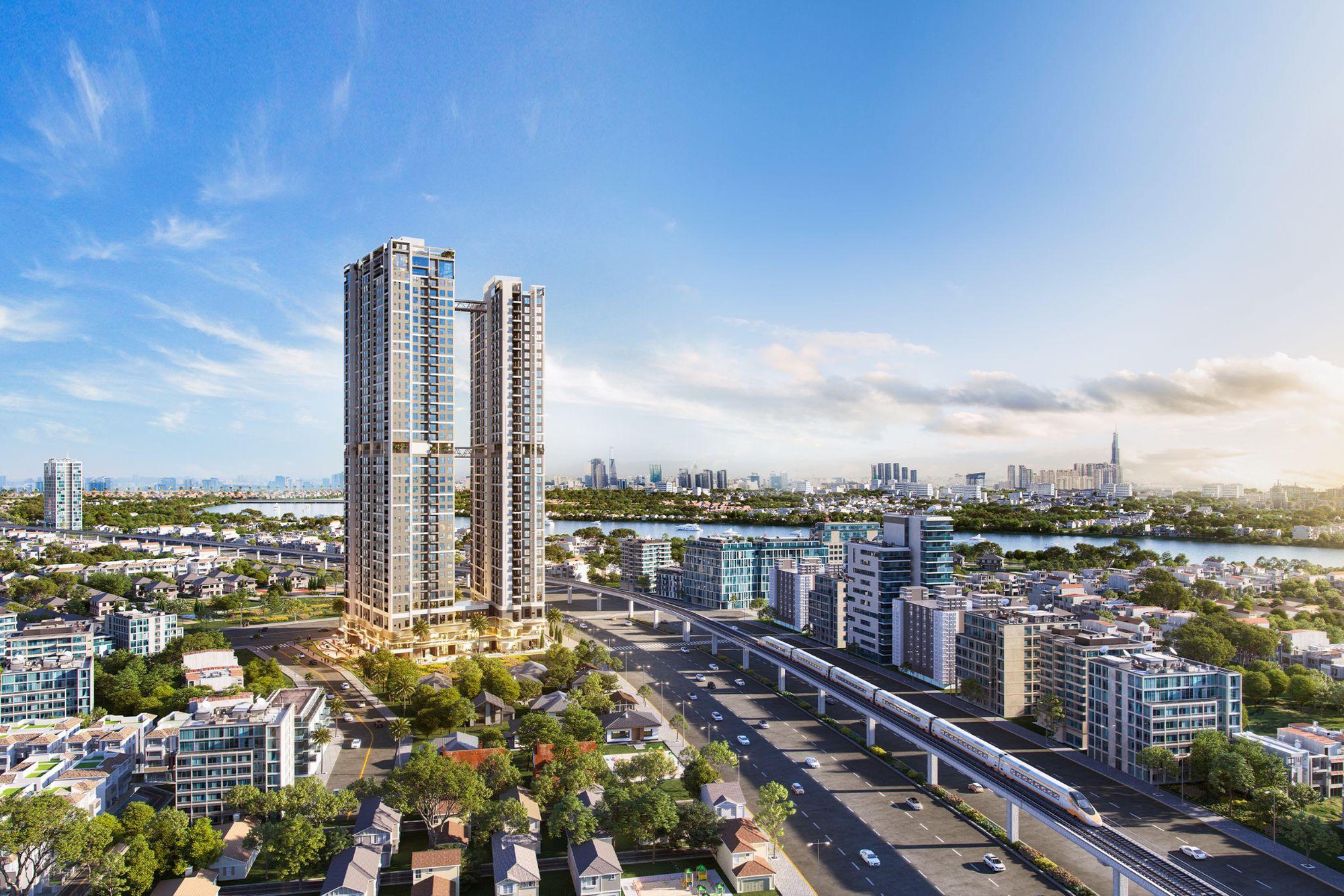 Sở hữu 3 mặt tiền đường - 3 mặt view sông Sài Gòn cùng tuyến Metro số 2 chạy ngang trước dự án, giúp The Emerald 68 sở hữu tiềm năng tăng giá rõ rệt.