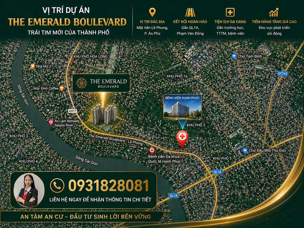 Căn hộ cao cấp mặt tiền The Emerald Boilevard Quốc lộ 13 ngay cửa ngỏ Đông Bắc Sài Gòn.